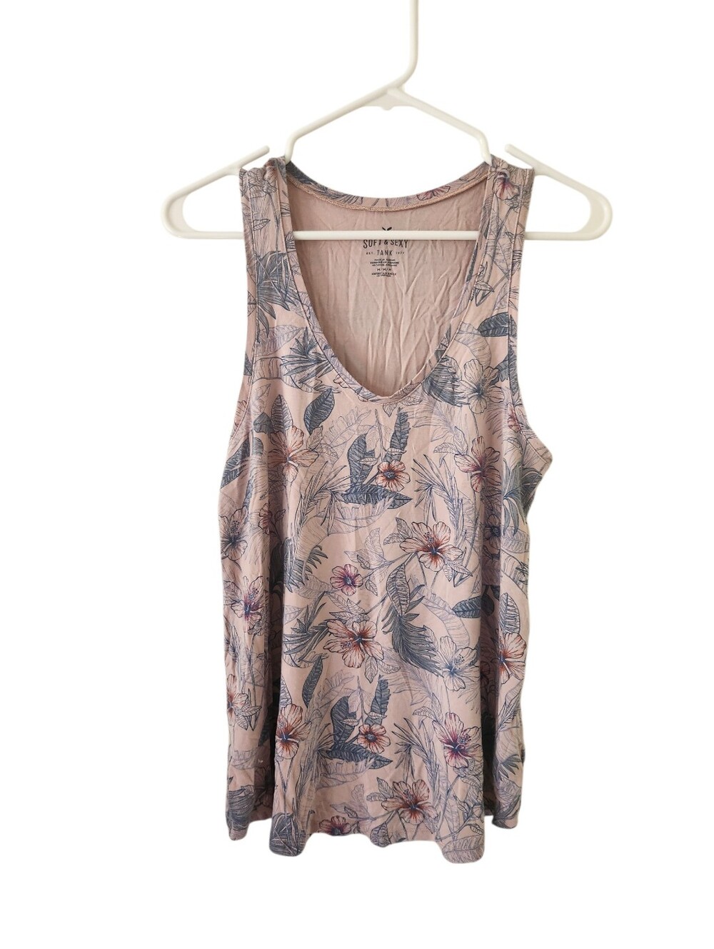 Soft and Sexy Pink Floral Scoop Neck Tank
